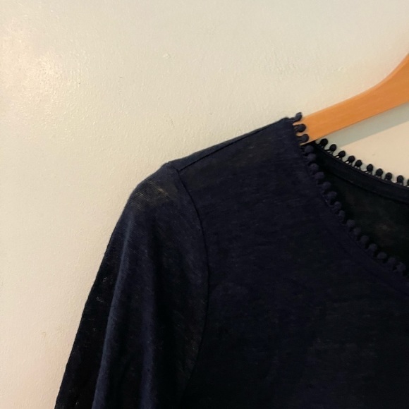 NWT J. Jill Love Linen Navy Blue Bobble Knit Top - Picture 3 of 7